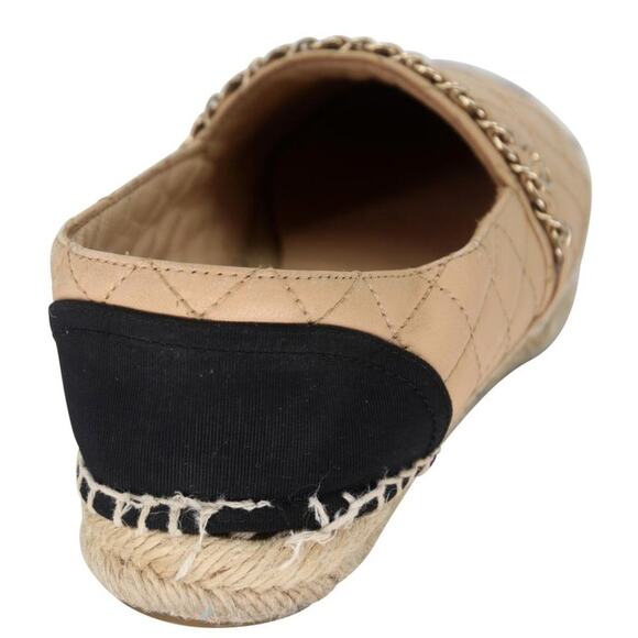 Chanel Espadrille 37 Diamond Quilted Leather Chain Flats CC-0322N-0078 - Picture 10 of 12